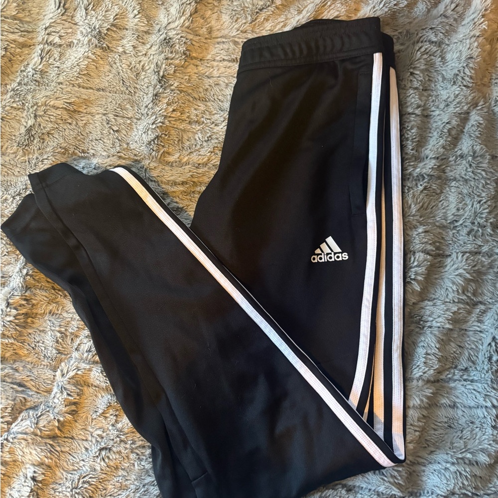 Adidas Black Joggers with White Stripes